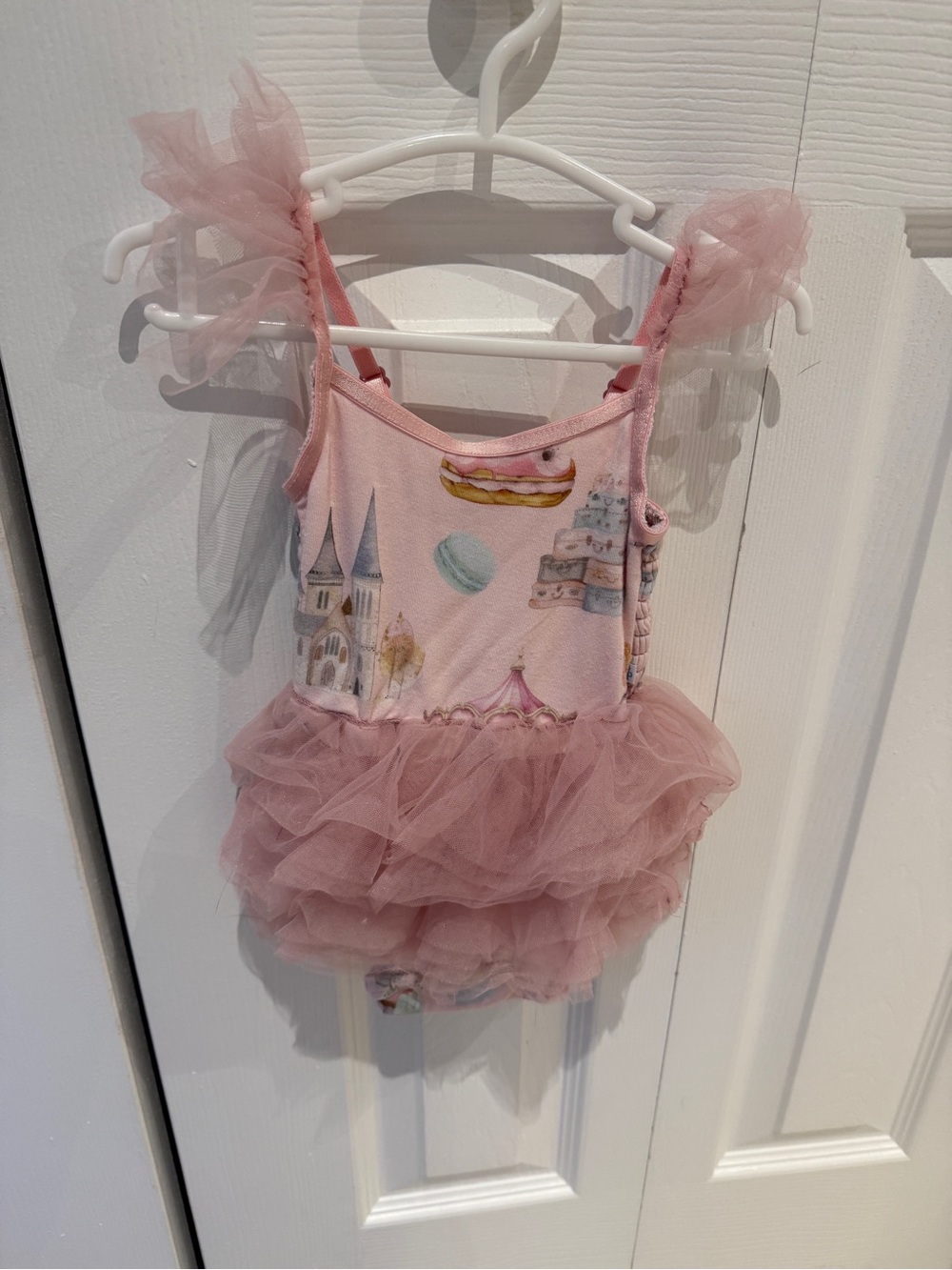 Posh Peanut Paris Blush Pink Ruffled tutu onsie 3-6 months